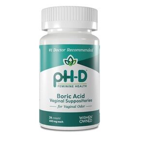 pH-D Feminine Health -600mg Boric Acid Suppositories for Vaginal Odor Use -24 ct